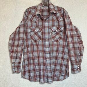 Vintage Red and Blue Plaid Levi Pearl Snap Button up